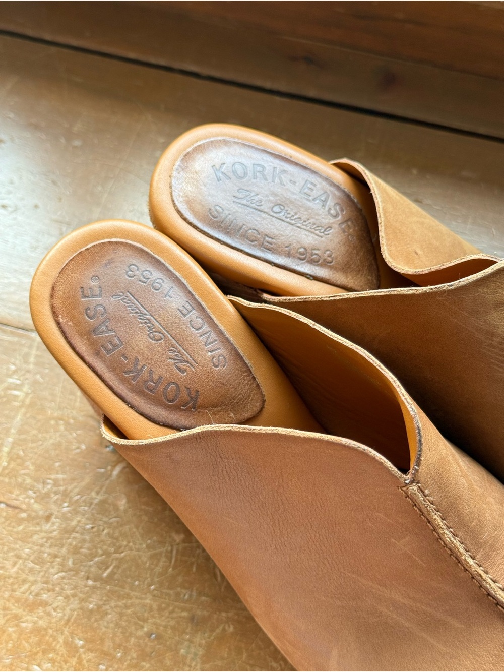 Kork-Ease Tan Leather Open-Toe Mule Heels - Picture 3 of 9